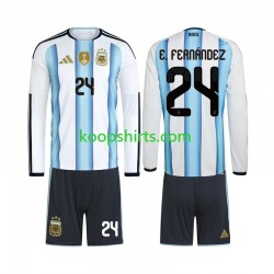 WK 2026 Argentinië Thuis Tenue Kinder Voetbalshirts Enzo Fernandez 24 Lange Mouwen