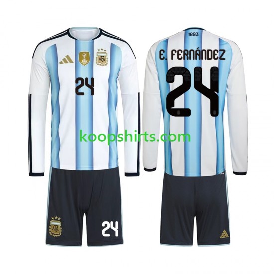 WK 2026 Argentinië Thuis Tenue Kinder Voetbalshirts Enzo Fernandez 24 Lange Mouwen