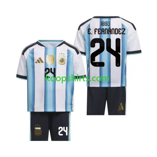 WK 2026 Argentinië Thuis Tenue Kinder Voetbalshirts Enzo Fernandez 24 Korte Mouwen