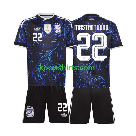 WK 2026 Argentinië Uit Tenue Kinder Voetbalshirts Franco Mastantuono 22 Korte Mouwen