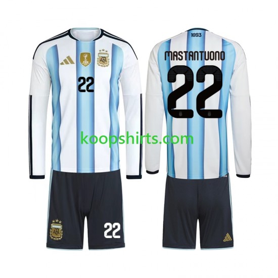 WK 2026 Argentinië Thuis Tenue Kinder Voetbalshirts Franco Mastantuono 22 Lange Mouwen