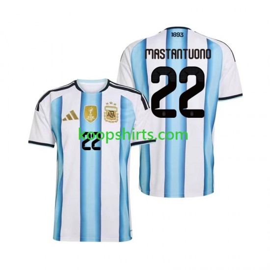 WK 2026 Argentinië Thuis Tenue Heren Voetbalshirts Franco Mastantuono 22 Korte Mouwen