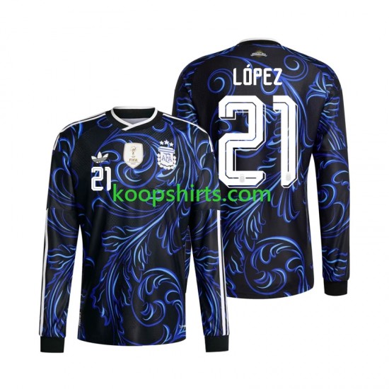 WK 2026 Argentinië Uit Tenue Heren Voetbalshirts Jose Manuel Lopez 21 Lange Mouwen