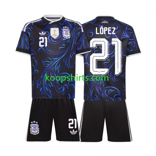 WK 2026 Argentinië Uit Tenue Kinder Voetbalshirts Jose Manuel Lopez 21 Korte Mouwen