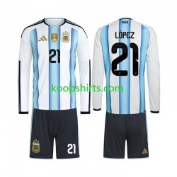 WK 2026 Argentinië Thuis Tenue Kinder Voetbalshirts Jose Manuel Lopez 21 Lange Mouwen