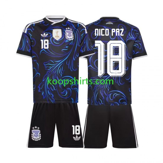 WK 2026 Argentinië Uit Tenue Kinder Voetbalshirts Nico Paz 18 Korte Mouwen