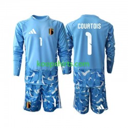 WK 2026 België Doelman Thuis Tenue Kinder Voetbalshirts Thibaut Courtois 1 Lange Mouwen