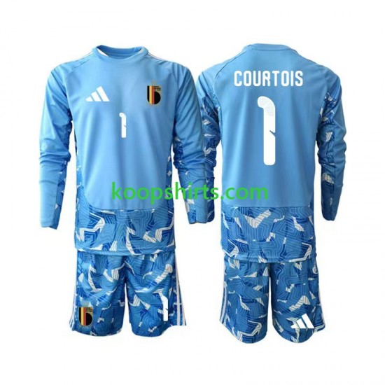 WK 2026 België Doelman Thuis Tenue Kinder Voetbalshirts Thibaut Courtois 1 Lange Mouwen