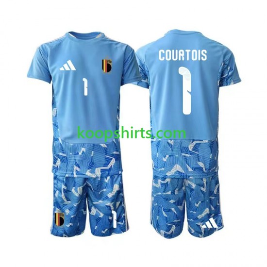 WK 2026 België Doelman Thuis Tenue Kinder Voetbalshirts Thibaut Courtois 1 Korte Mouwen