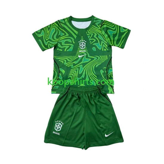 WK 2026 Brazilië Doelman Uit Tenue Kinder Voetbalshirts Korte Mouwen