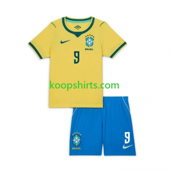 WK 2026 Brazilië Thuis Tenue Matheus Cunha 9 Chidlren Korte Mouwen