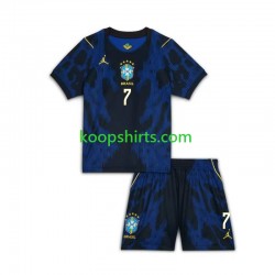 WK 2026 Brazilië Uit Tenue Kinder Voetbalshirts Vinicius Junior 7 Korte Mouwen