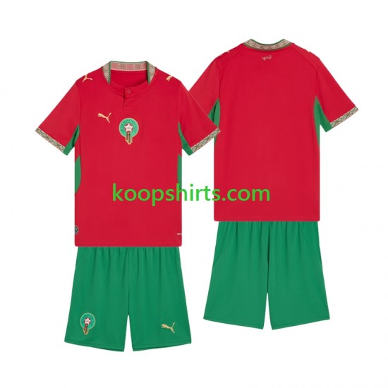 Marokko Thuis Tenue Kinder Voetbalshirts 2026 Korte Mouwen