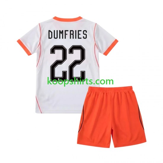 WK 2026 Nederland Uit Tenue Kinder Voetbalshirts Denzel Dumfries 22 Korte Mouwen