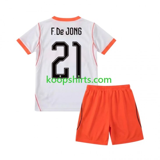 WK 2026 Nederland Uit Tenue Kinder Voetbalshirts Frenkie de Jong 21 Korte Mouwen