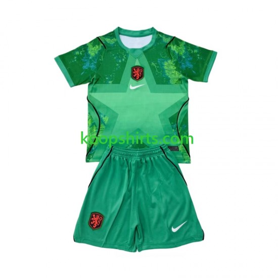 WK 2026 Nederland Doelman Derde Tenue Kinder Voetbalshirts Korte Mouwen