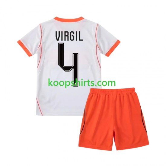 WK 2026 Nederland Uit Tenue Kinder Voetbalshirts Virgil van Dijk 4 Korte Mouwen