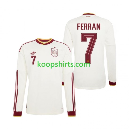WK 2026 Spanje Uit Tenue Heren Voetbalshirts Ferran Torres 7 Lange Mouwen
