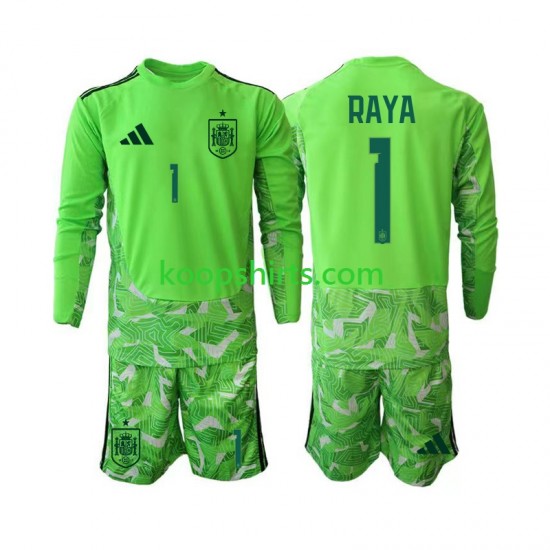 WK 2026 Spanje Doelman Tenue Kinder Voetbalshirts David Raya 1 6th Green color Lange Mouwen