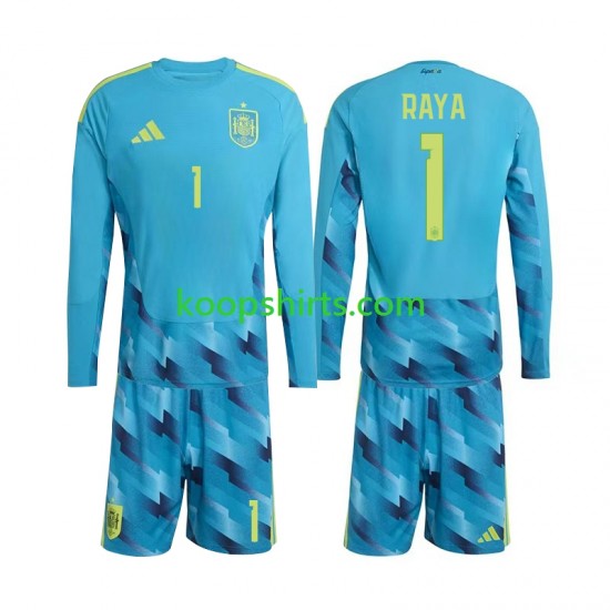 WK 2026 Spanje Doelman Thuis Tenue Kinder Voetbalshirts David Raya 1 Lange Mouwen