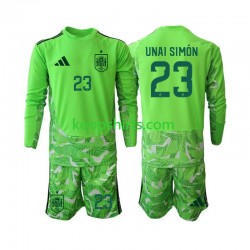 WK 2026 Spanje Doelman Tenue Kinder Voetbalshirts Unai Simon 23 6th Green color Lange Mouwen