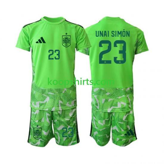 WK 2026 Spanje Doelman Tenue Kinder Voetbalshirts Unai Simon 23 6th Green color Korte Mouwen