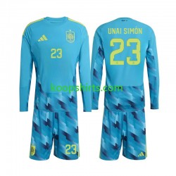 WK 2026 Spanje Doelman Thuis Tenue Kinder Voetbalshirts Unai Simon 23 Lange Mouwen