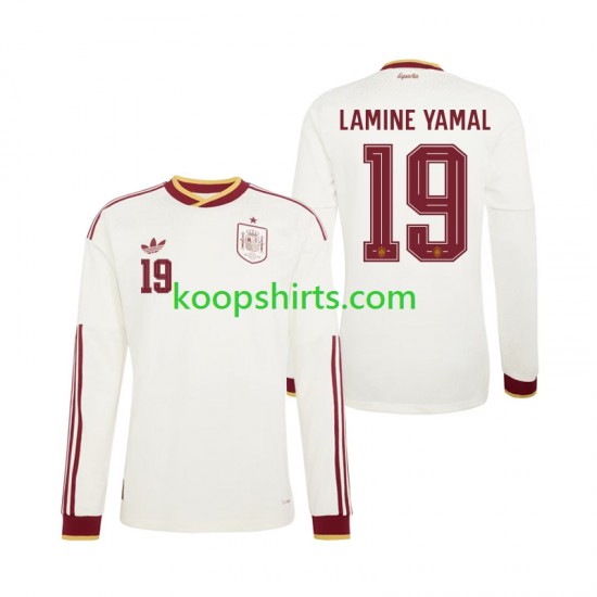 WK 2026 Spanje Uit Tenue Heren Voetbalshirts Lamine Yamal 19 Lange Mouwen