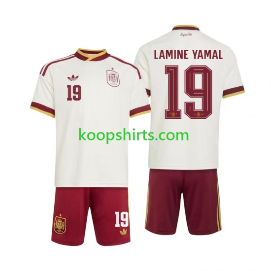 WK 2026 Spanje Uit Tenue Kinder Voetbalshirts Lamine Yamal 19 Korte Mouwen