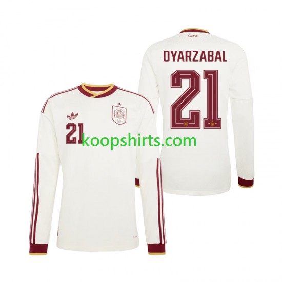 WK 2026 Spanje Uit Tenue Heren Voetbalshirts Mikel Oyarzabal 21 Lange Mouwen