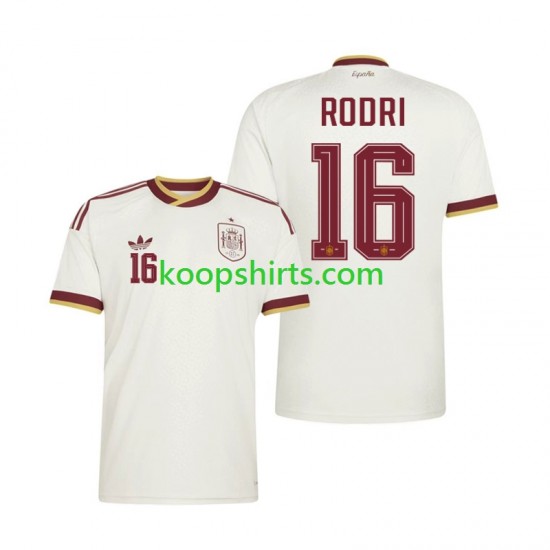 WK 2026 Spanje Uit Tenue Heren Voetbalshirts Rodri 16 Korte Mouwen