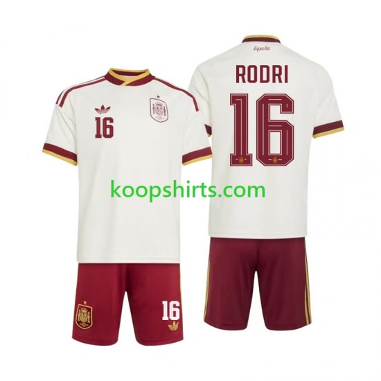 WK 2026 Spanje Uit Tenue Kinder Voetbalshirts Rodri 16 Korte Mouwen