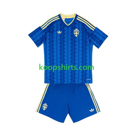 WK 2026 Zweden Uit Tenue Kinder Voetbalshirts Korte Mouwen