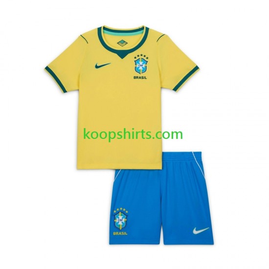 WK 2026 Brazilië Thuis Tenue Kinder Voetbalshirts Korte Mouwen