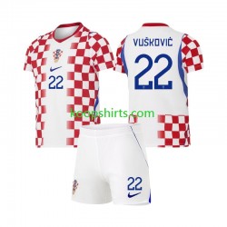 WK 2026 Kroatië Thuis Tenue Kinder Voetbalshirts Luka Vuskovic 22 Korte Mouwen