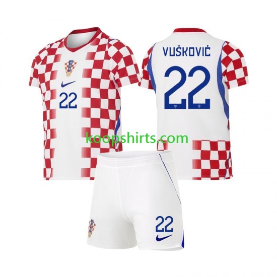 WK 2026 Kroatië Thuis Tenue Kinder Voetbalshirts Luka Vuskovic 22 Korte Mouwen