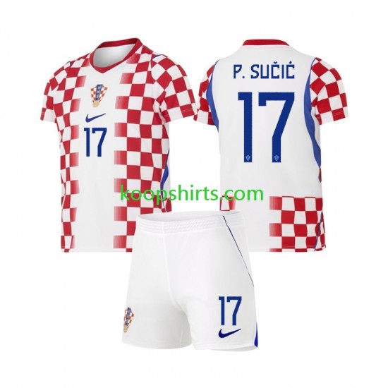 WK 2026 Kroatië Thuis Tenue Kinder Voetbalshirts Petar Sucic 17 Korte Mouwen