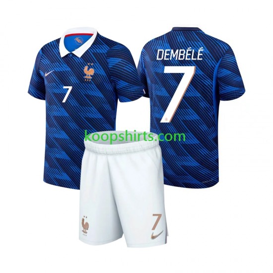 WK 2026 Frankrijk Thuis Tenue Kinder Voetbalshirts Ousmane Dembele 7 Korte Mouwen