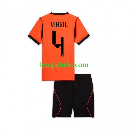 WK 2026 Nederland Thuis Tenue Kinder Voetbalshirts Virgil van Dijk 4 Korte Mouwen