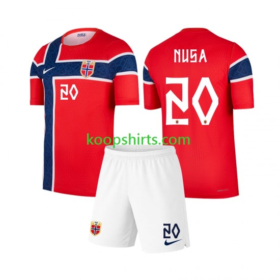 WK 2026 Noorwegen Thuis Tenue Kinder Voetbalshirts Antonio Nusa 20 Korte Mouwen