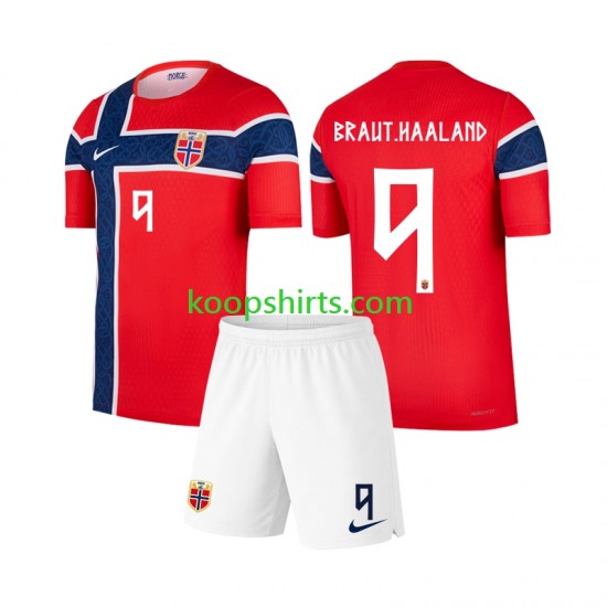 WK 2026 Noorwegen Thuis Tenue Kinder Voetbalshirts Erling Haaland 9 Korte Mouwen