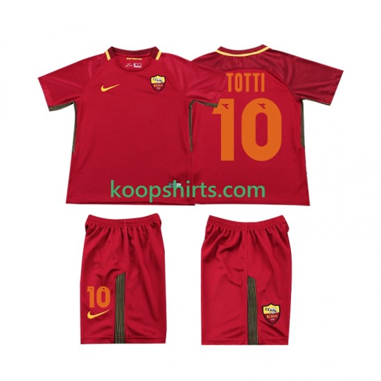 AS Roma Retro Thuis Tenue Kinder Voetbalshirts Totti 10 2017-2018 Korte Mouwen