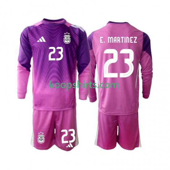 Argentinië Doelman Thuis Tenue Kinder Voetbalshirts Emiliano Martinez 23 2025 Lange Mouwen