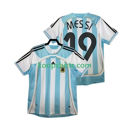 Argentinië Retro Thuis Tenue Heren Voetbalshirts MESSI 19 2006 Korte Mouwen