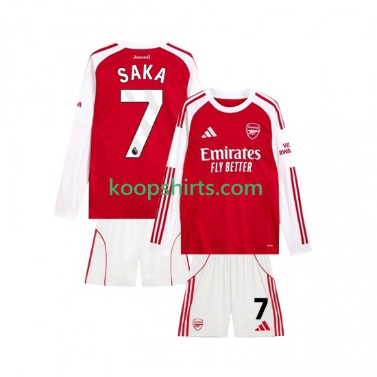 Arsenal Thuis Tenue Kinder Voetbalshirts Bukayo Saka 7 2025-2026 Lange Mouwen