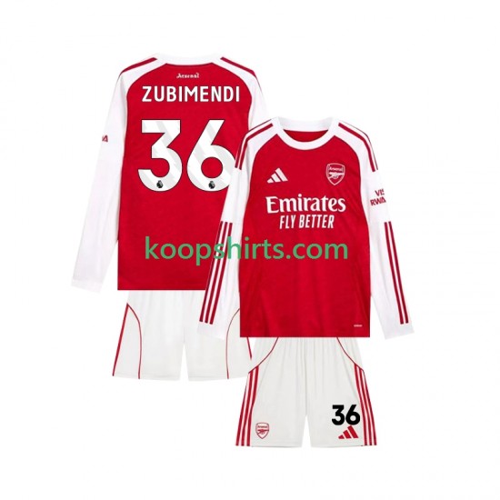 Arsenal Thuis Tenue Kinder Voetbalshirts Martin Zubimendi 36 2025-2026 Korte Mouwen