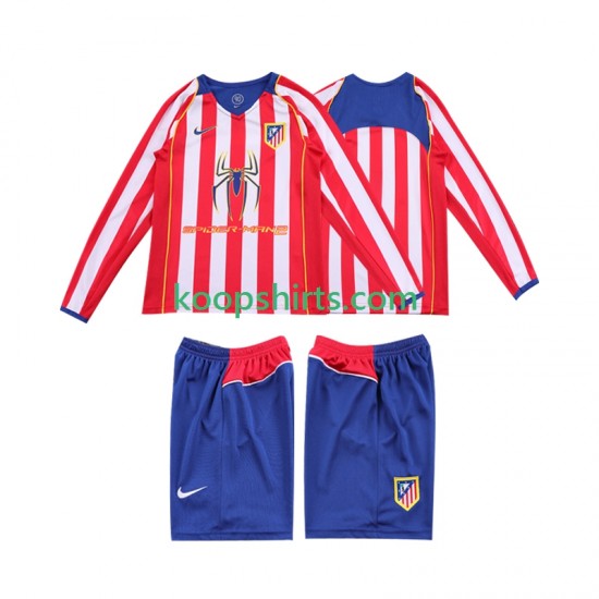 Atlético Madrid Retro Thuis Tenue Kinder Voetbalshirts 2004 2005 Lange Mouwen