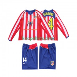 Atlético Madrid Retro Thuis Tenue Kinder Voetbalshirts SIMEONE 14 2004 2005 Lange Mouwen