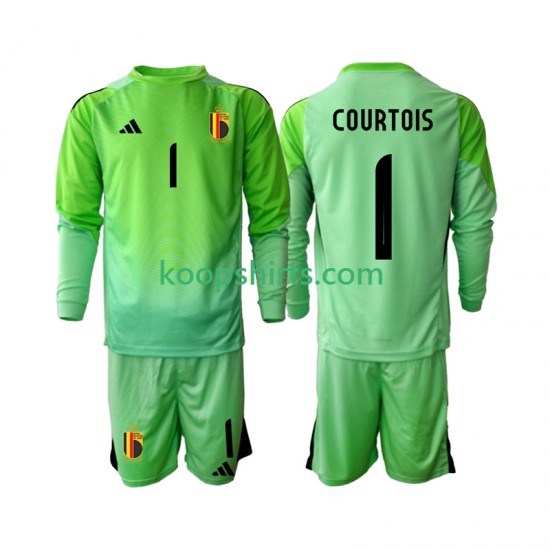 België Doelman Thuis Tenue Kinder Voetbalshirts Thibaut Courtoi 1 2025 Lange Mouwen
