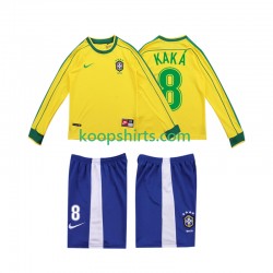 Brazilië Retro Thuis Tenue Kinder Voetbalshirts KAKA 8 1998 Lange Mouwen
